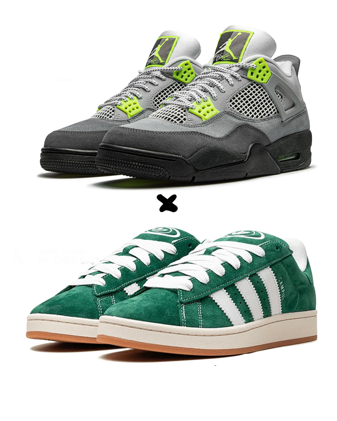 Nike Air Jordan 4 Retro SE "Neon" X. Adidas Campus 00s Dark Green Cloud White